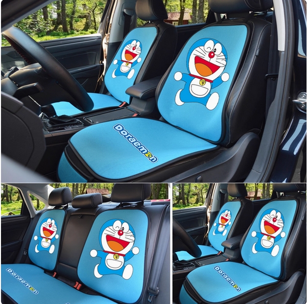 潮牌哆啦A梦车坐垫套半包卡通ins网红四季亚麻皮卡丘路飞汽车座垫